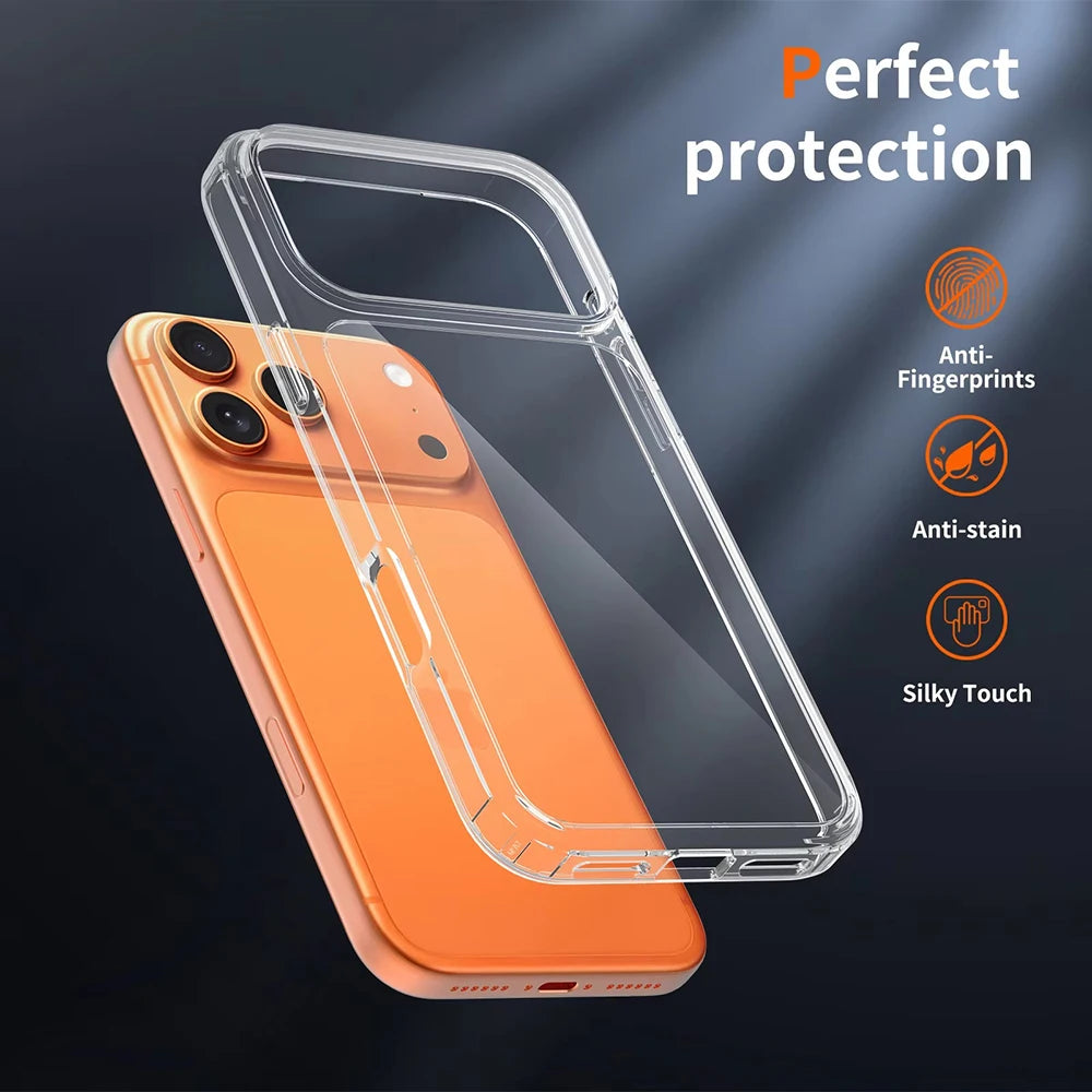 Transparent Shockproof Phone Case For iPhone 17 16 Pro Max 16Pro 17Pro Ultra Thin Clear Cases For iPhone 15 14 13 Pro Max Cover