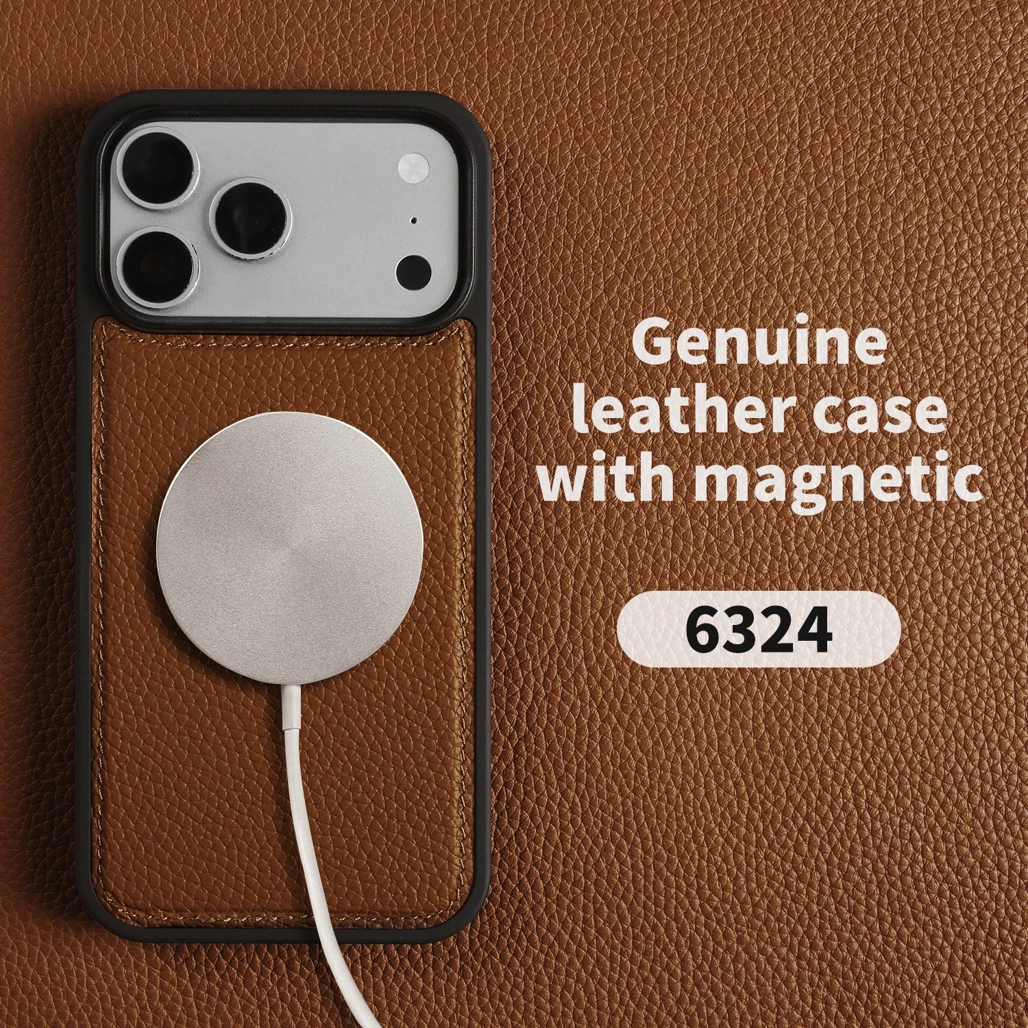 For Magsafe Lychee Genuine Leather Case For iphone 17 Pro Max 16 15 14 Air 17e 16e 11 12 13 Phone Case Magnetic Back Cover Coque