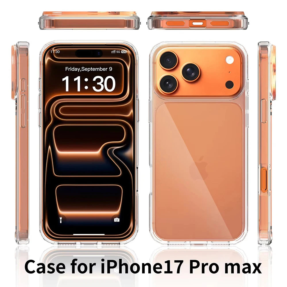 Transparent Shockproof Phone Case For iPhone 17 16 Pro Max 16Pro 17Pro Ultra Thin Clear Cases For iPhone 15 14 13 Pro Max Cover