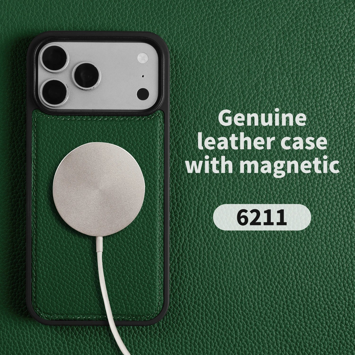For Magsafe Lychee Genuine Leather Case For iphone 17 Pro Max 16 15 14 Air 17e 16e 11 12 13 Phone Case Magnetic Back Cover Coque