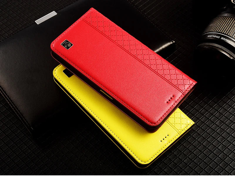 Flip Case For APPLE iPhone 17 17Pro Air Pro Max Genuine Leather Magnetic Cover Luxury Cowhide Grid Pattern Wallet Cases Covers