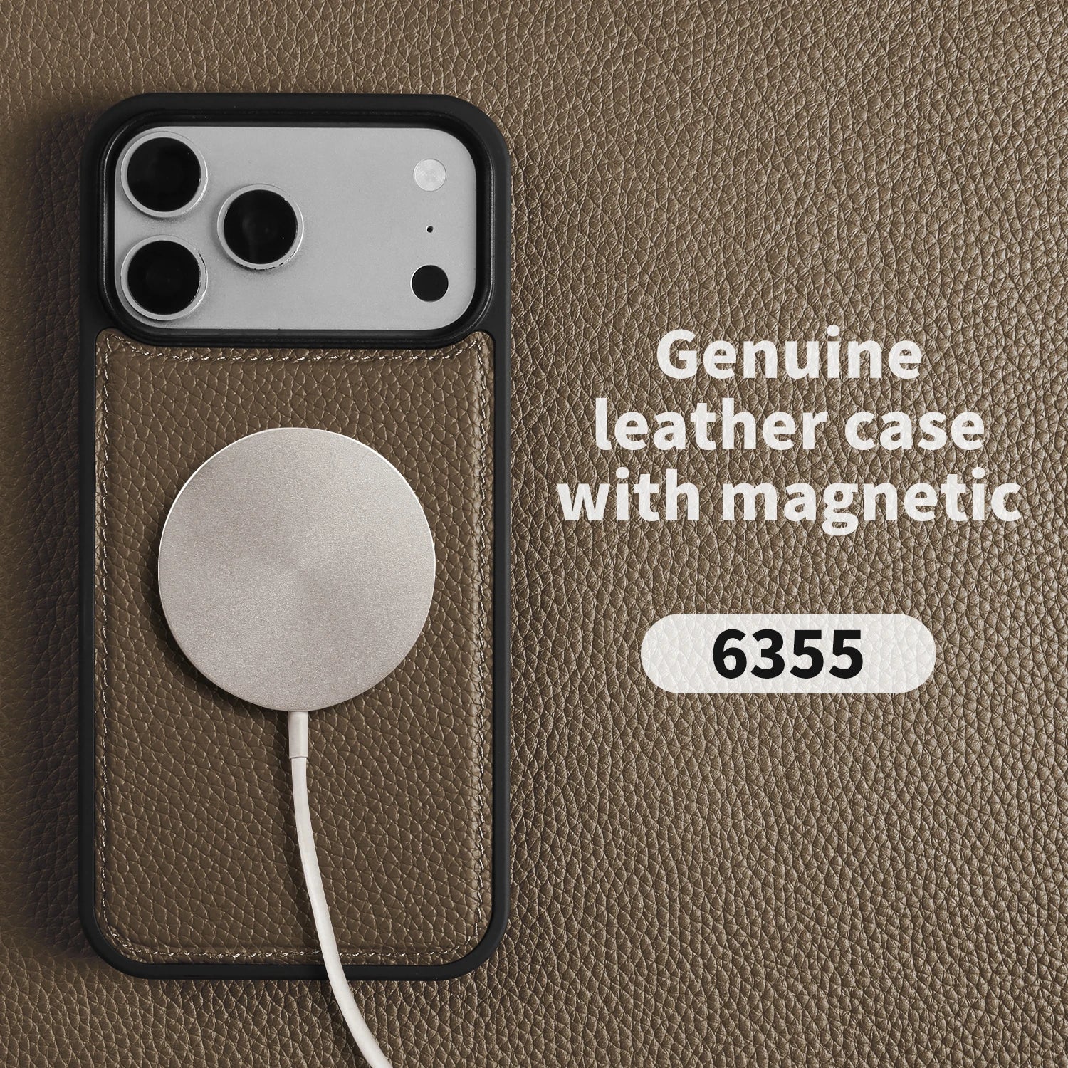 For Magsafe Lychee Genuine Leather Case For iphone 17 Pro Max 16 15 14 Air 17e 16e 11 12 13 Phone Case Magnetic Back Cover Coque