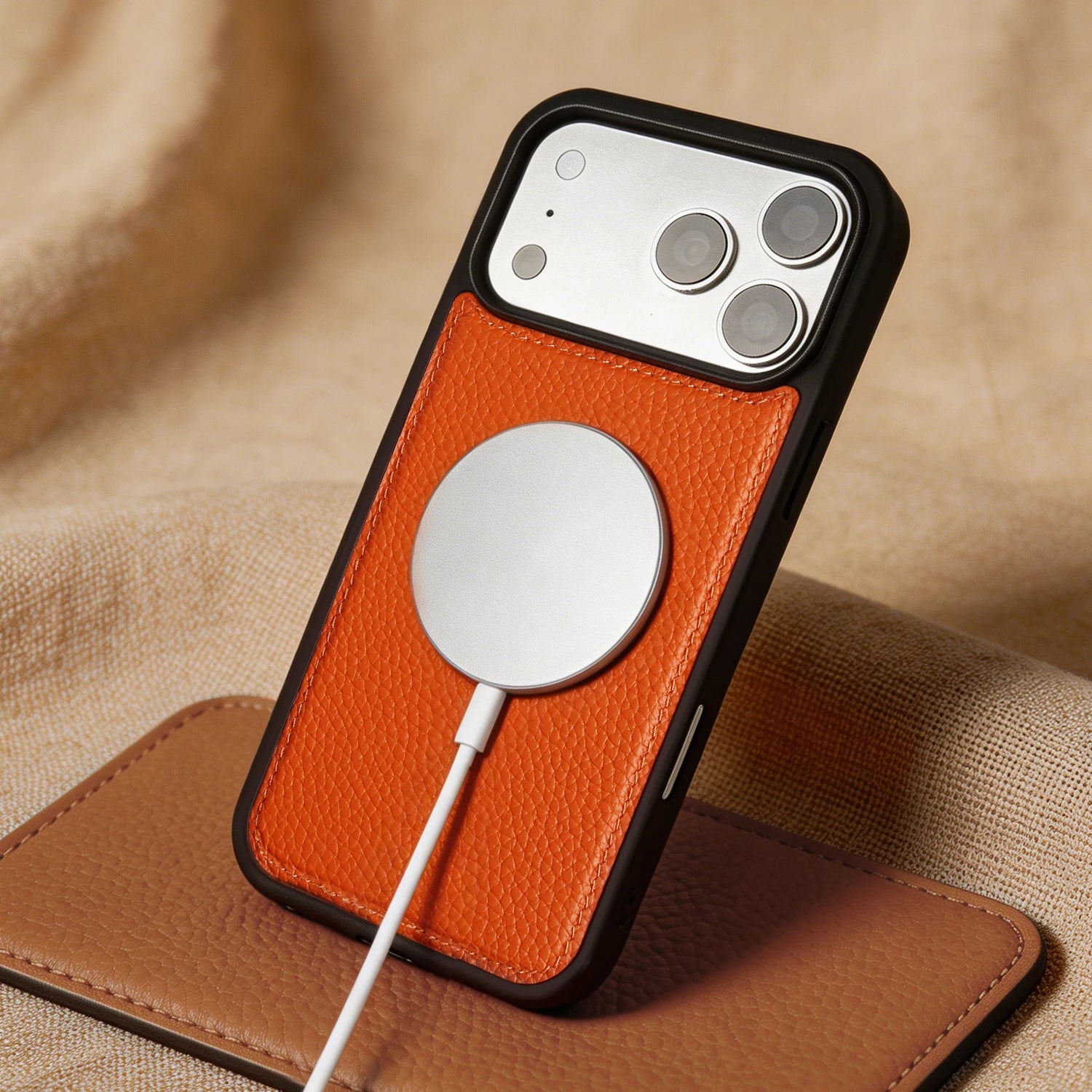 For Magsafe Lychee Genuine Leather Case For iphone 17 Pro Max 16 15 14 Air 17e 16e 11 12 13 Phone Case Magnetic Back Cover Coque
