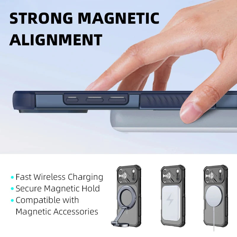 Anti-Shock Heavy Magnetic Case for Iphone 17 Pro Max 16 Iphone16 Iphone17 Wireless Charging Shockproof Covers Funda Coque