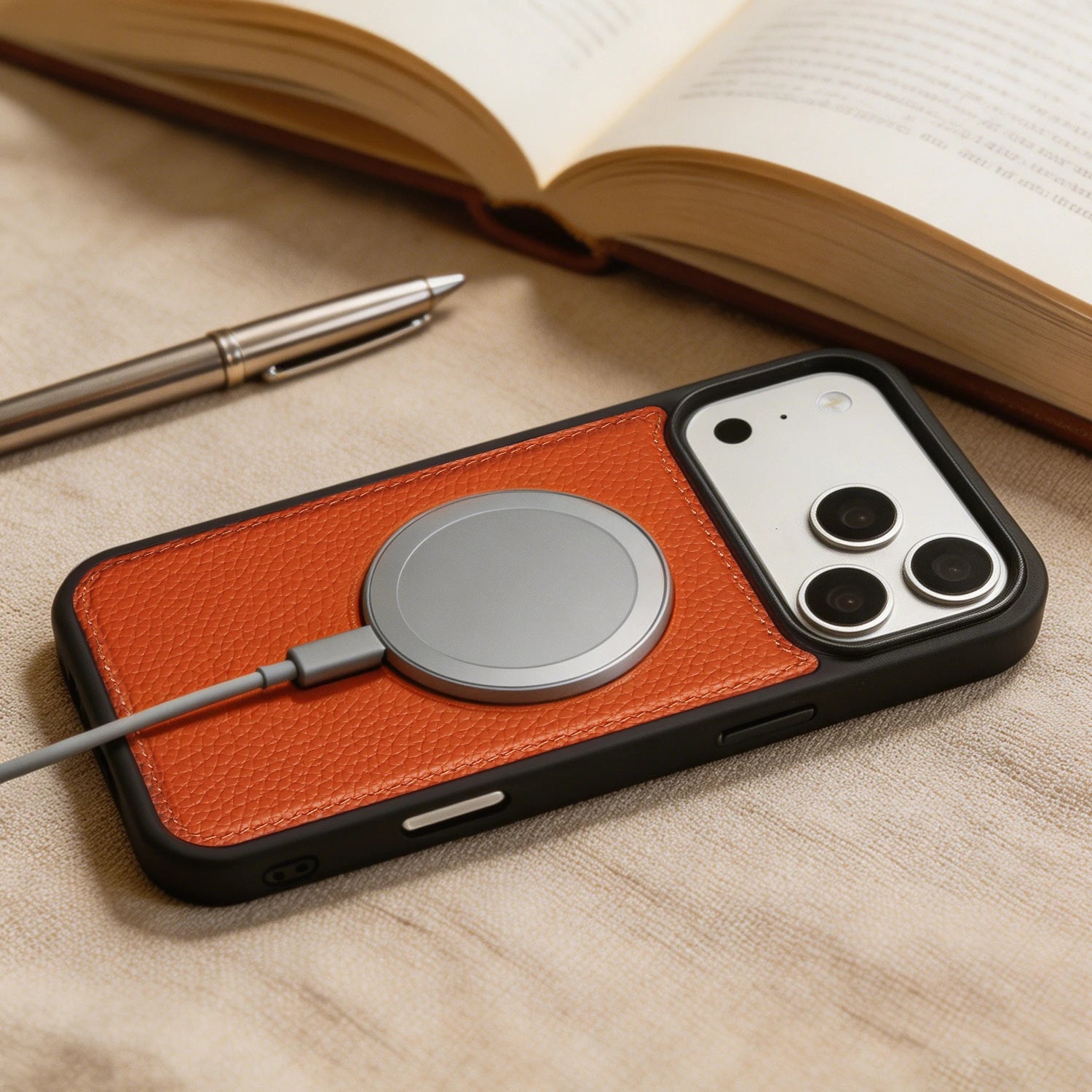 For Magsafe Lychee Genuine Leather Case For iphone 17 Pro Max 16 15 14 Air 17e 16e 11 12 13 Phone Case Magnetic Back Cover Coque