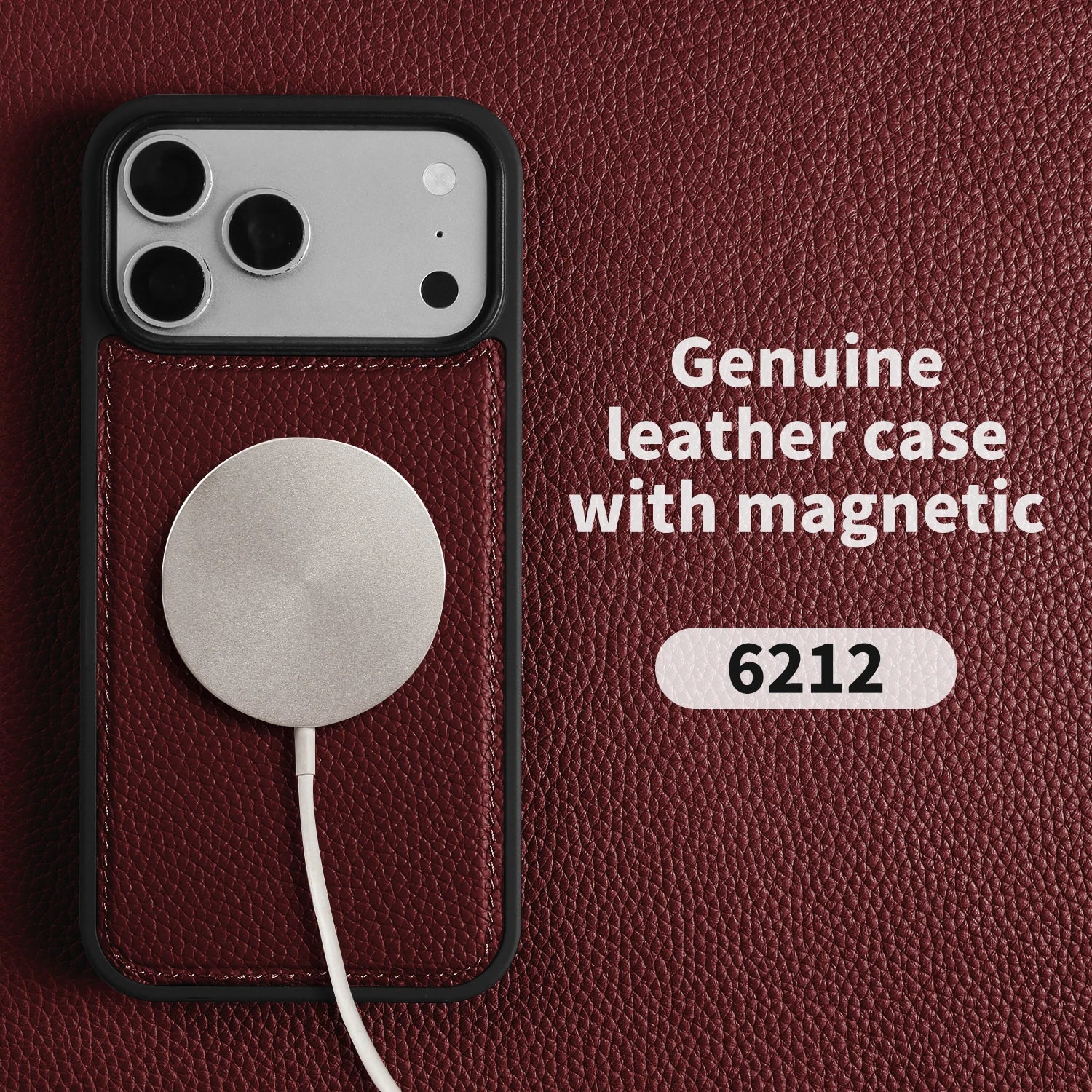 For Magsafe Lychee Genuine Leather Case For iphone 17 Pro Max 16 15 14 Air 17e 16e 11 12 13 Phone Case Magnetic Back Cover Coque